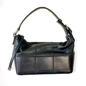 CHANEL Square Stitch Caviar Leather Shoulder Black Bag Tote